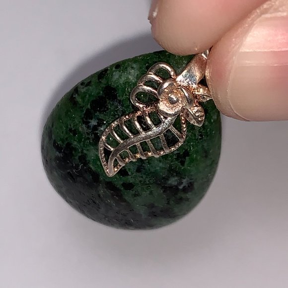 Ruby Zoisite Teardrop Pendant with Leaf Bail - Picture 9 of 14